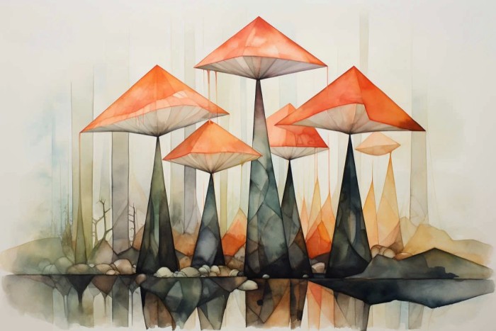 Modern, abstract mushrooms