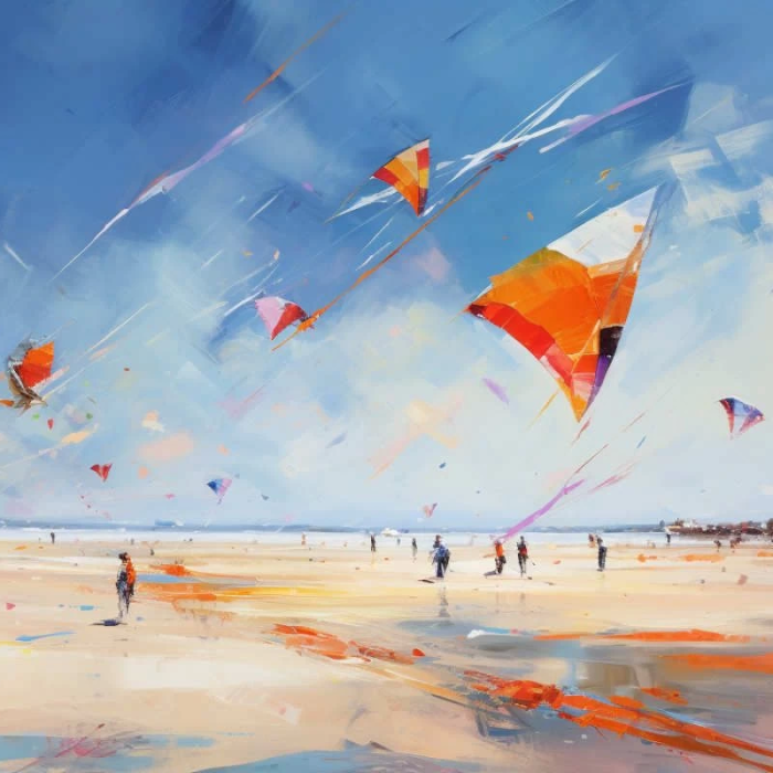 Kites on the shore